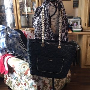 Black leather Betsy Johnson purse